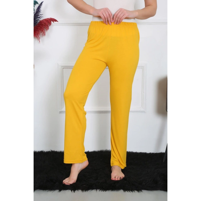Moda Çizgi Kadın Pamuk Penye Tek Alt Pijama Sarı 27513