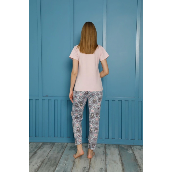 Moda Çizgi Kadın Pamuk Pijama Takım 20502P