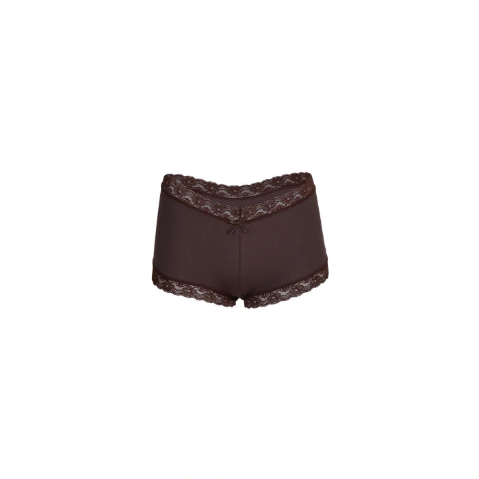 Moda Çizgi Kadın Pamuklu 2li Boxer Kahve 40265