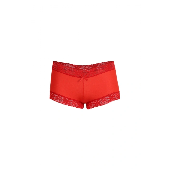 Moda Çizgi Kadın Pamuklu 2li Boxer Kırmızı 40265