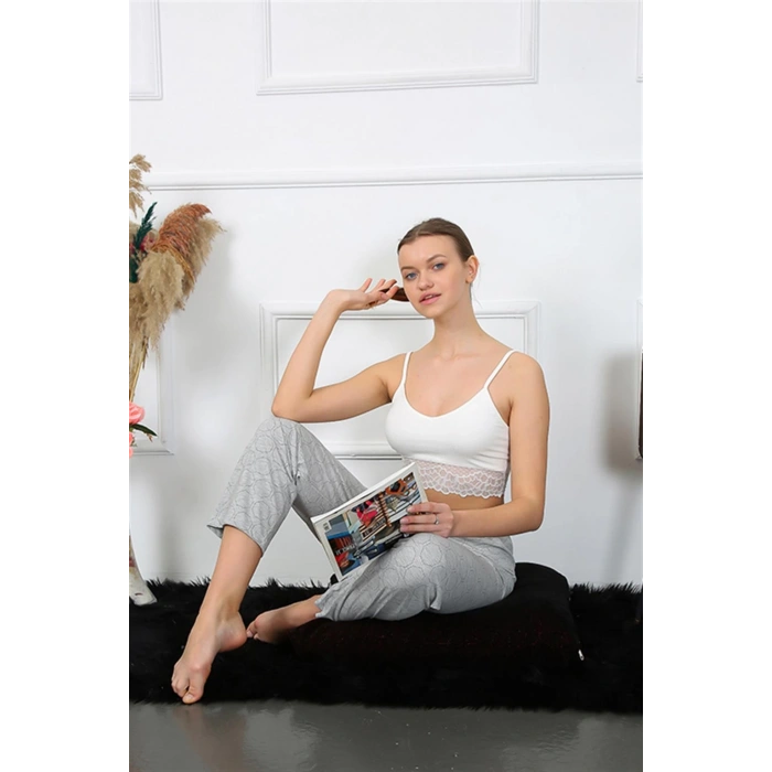 Moda Çizgi Kadın Pamuklu Alt Pijama 27457