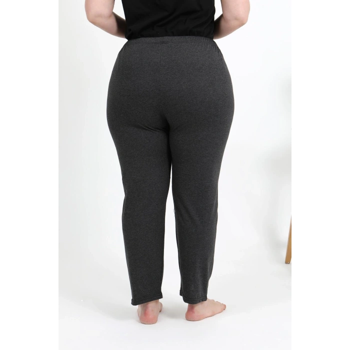 Moda Çizgi Kadın Pamuklu Büyük Beden Alt Pijama 27559 Antrasit