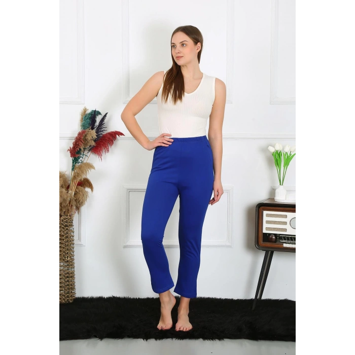 Moda Çizgi Kadın Pamuklu Sax Tek Alt Pijama 27523