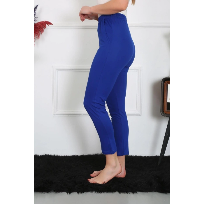 Moda Çizgi Kadın Pamuklu Sax Tek Alt Pijama 27523