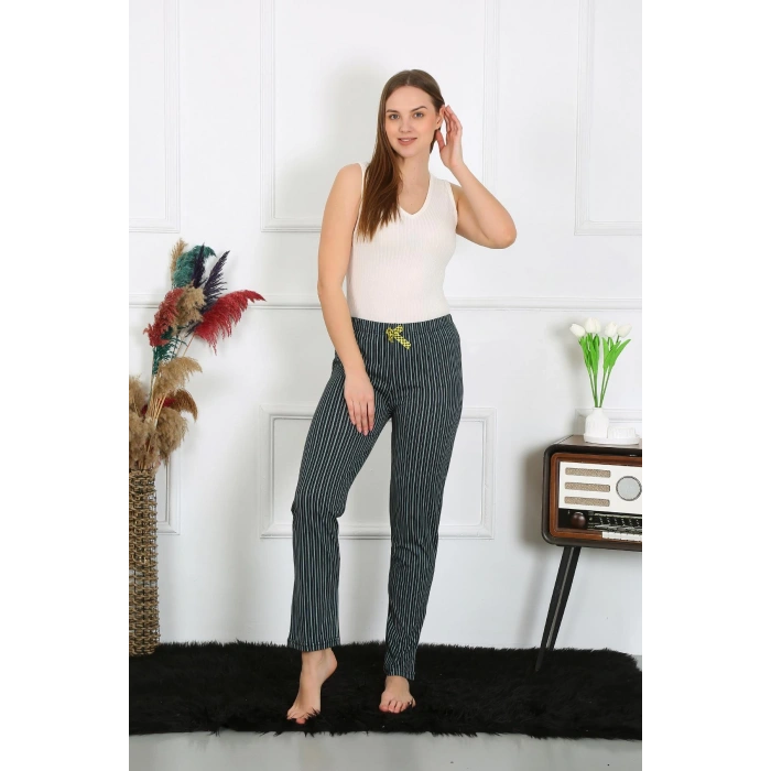 Moda Çizgi Kadın Pamuklu Tek Alt Pijama 27522