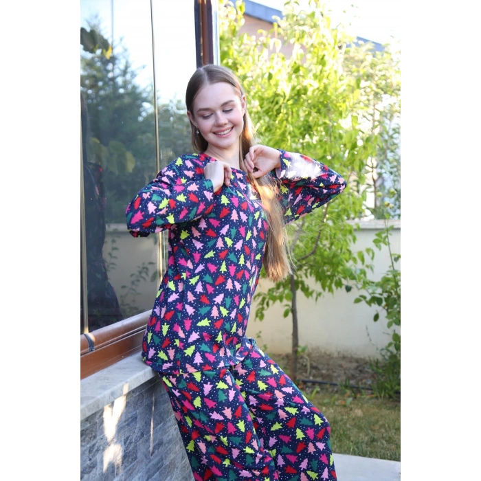 Moda Çizgi Kadın Penye Bol Paça Pijama Takım 4123