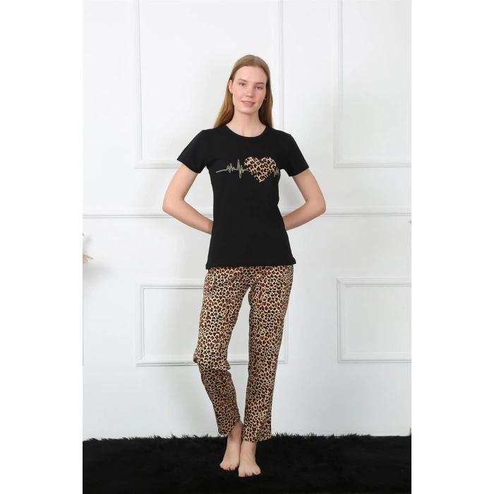 Moda Çizgi Kadın Penye Kısa Kol Pijama Takım 4128