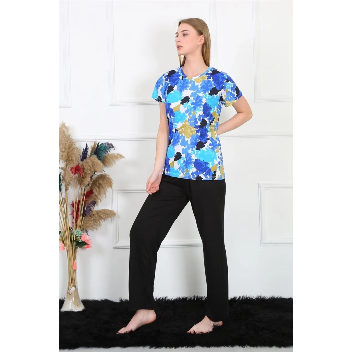 Moda Çizgi Kadın Penye Kısa Kol Pijama Takım 4142