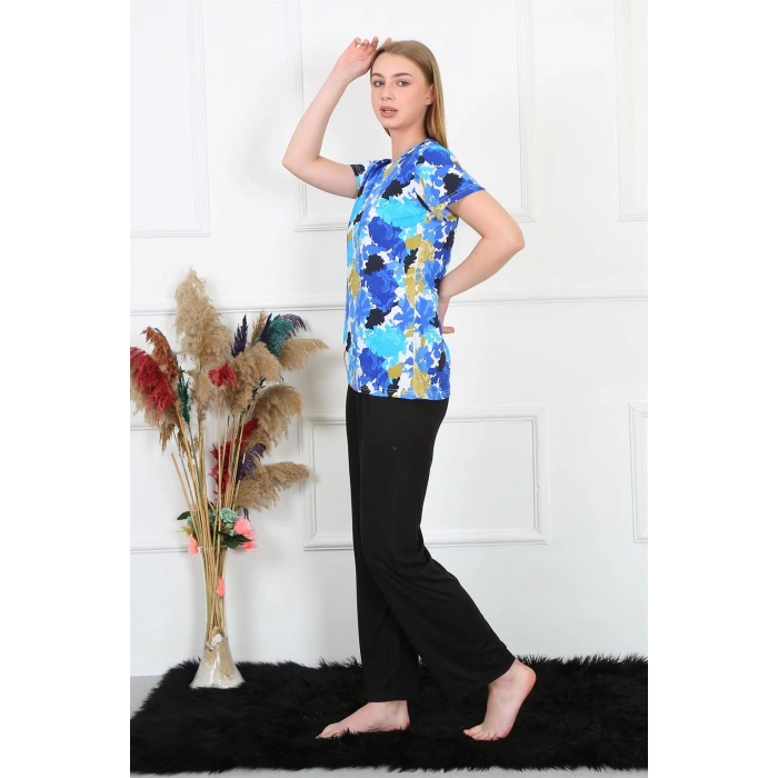 Moda Çizgi Kadın Penye Kısa Kol Pijama Takım 4142
