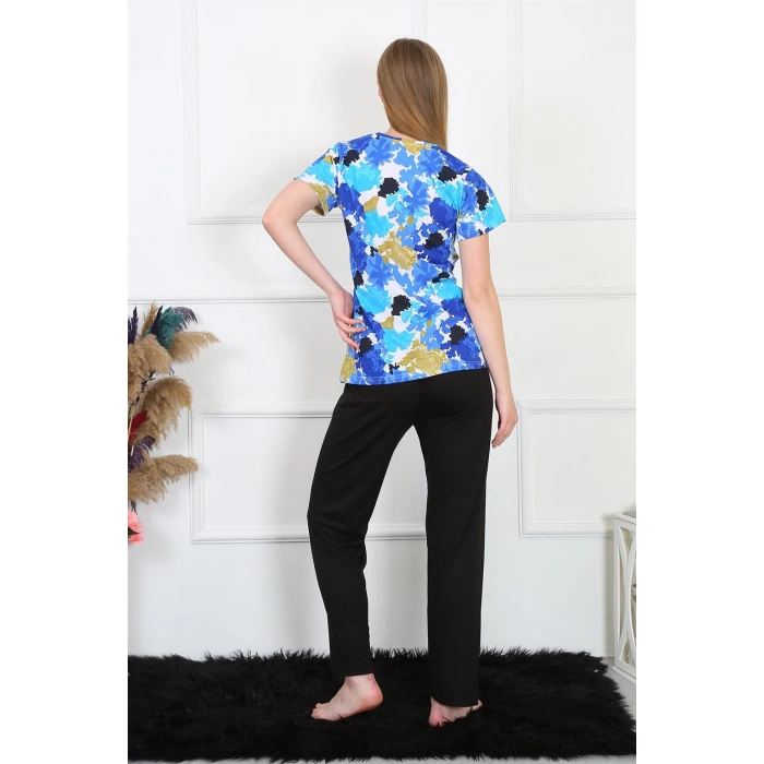 Moda Çizgi Kadın Penye Kısa Kol Pijama Takım 4142