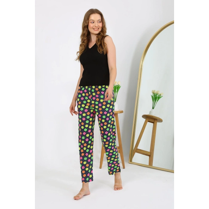 Moda Çizgi Kadın Penye Smile Desenli Tek Alt Pijama 27537