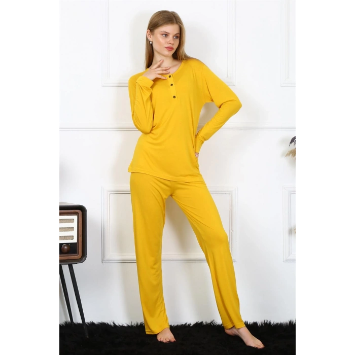 Moda Çizgi Kadın Penye Uzun Kol Patlı Pijama Takım 4167