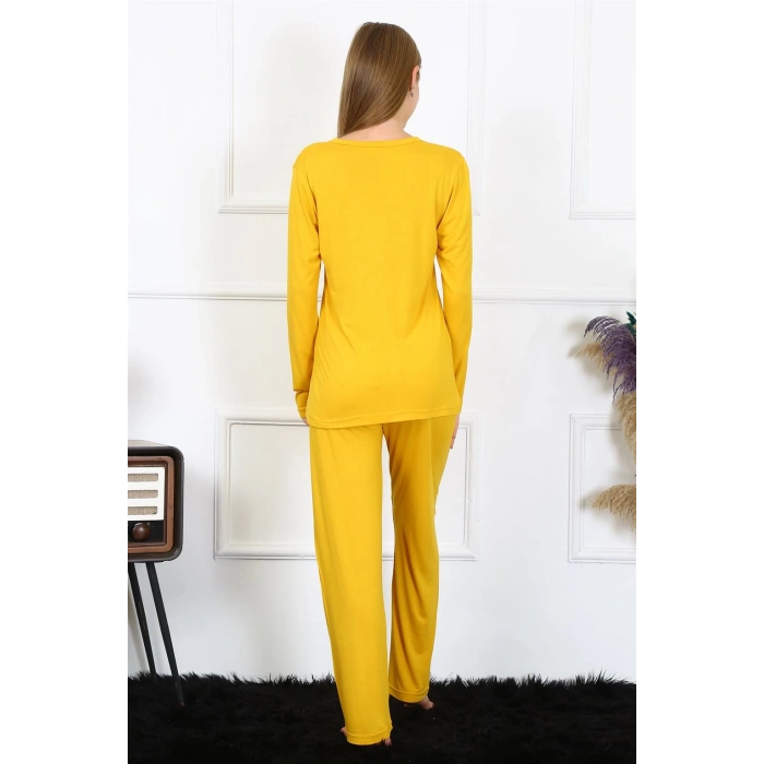 Moda Çizgi Kadın Penye Uzun Kol Patlı Pijama Takım 4167