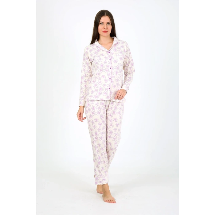 Moda Çizgi Kadın Penye Uzun Kol Pijama Takım 2776