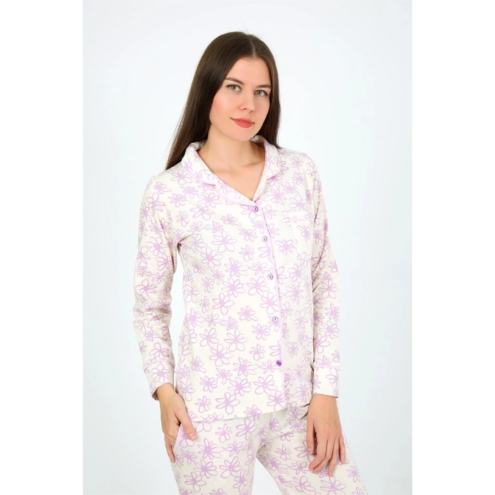 Moda Çizgi Kadın Penye Uzun Kol Pijama Takım 2776