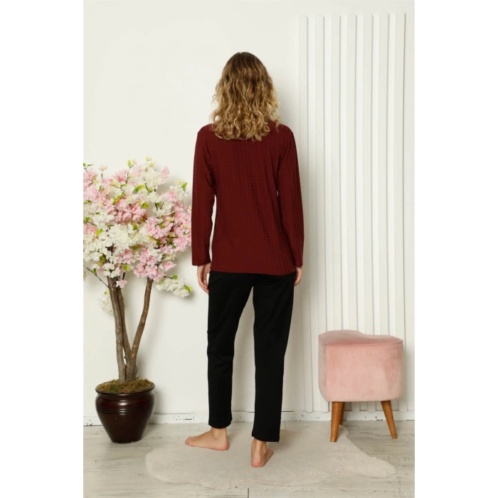 Moda Çizgi Kadın Penye Uzun Kol Pijama Takım 4111