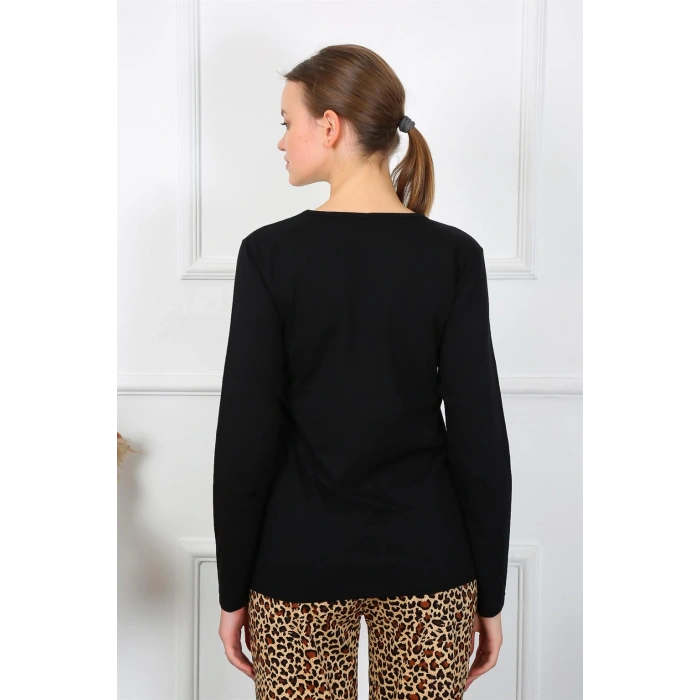 Moda Çizgi Kadın Penye Uzun Kol Pijama Takım 4129