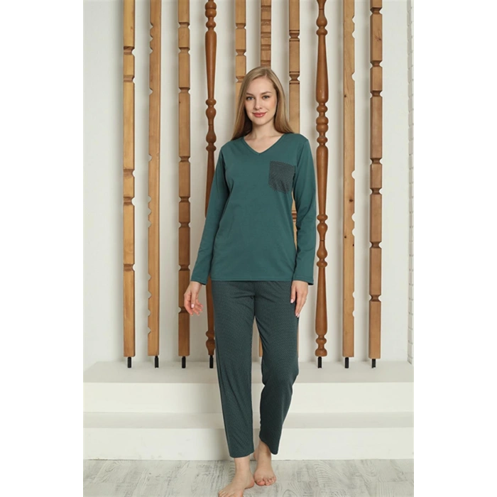 Moda Çizgi Kadın Penye Uzun Kol Pijama Takım 4146