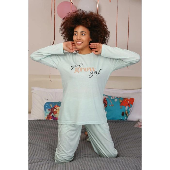 Moda Çizgi Kadın Penye Uzun Kol Pijama Takım 4188