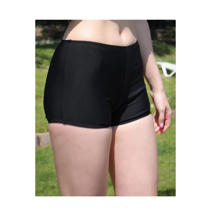 Moda Çizgi Kadın Şortlu Tankini Elbise Mayo Gri 36001