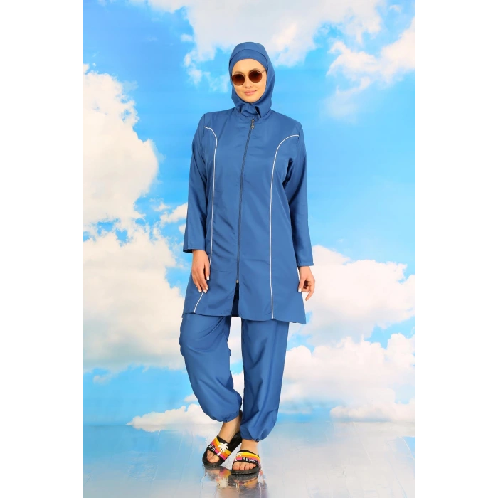 Moda Çizgi Kadın Tam Tesettür İndigo Mayo 31060
