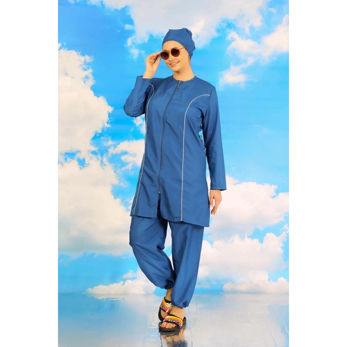 Moda Çizgi Kadın Tam Tesettür İndigo Mayo 31060