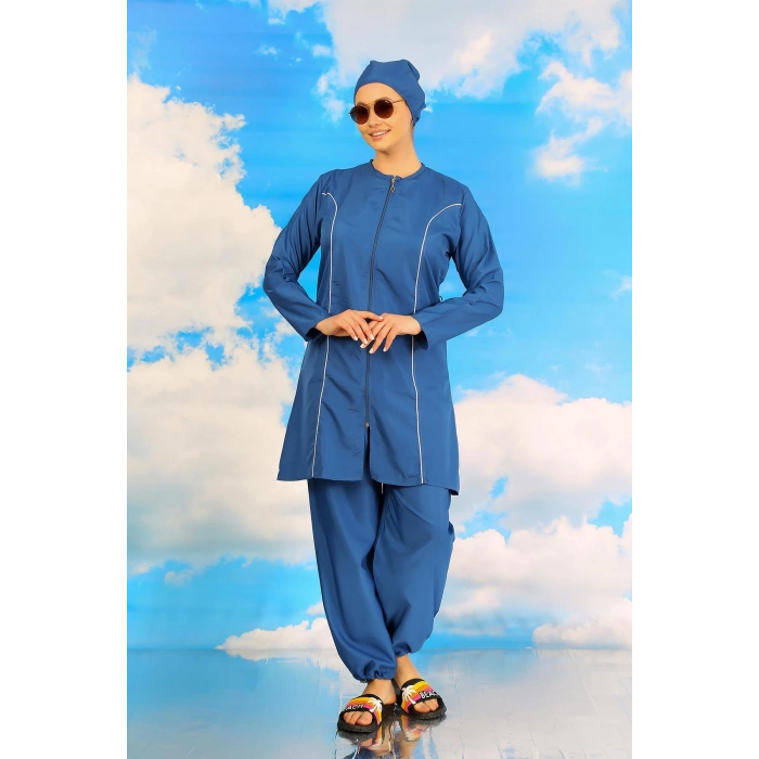 Moda Çizgi Kadın Tam Tesettür İndigo Mayo 31060