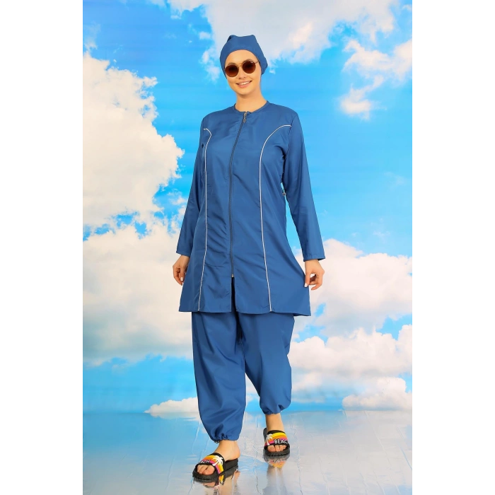 Moda Çizgi Kadın Tam Tesettür İndigo Mayo 31060
