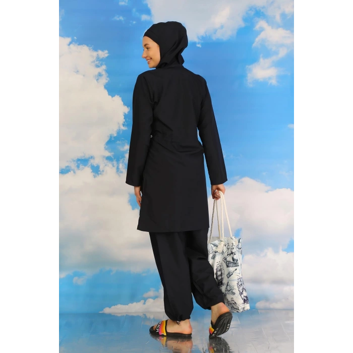 Moda Çizgi Kadın Tam Tesettür Lacivert Mayo 31060