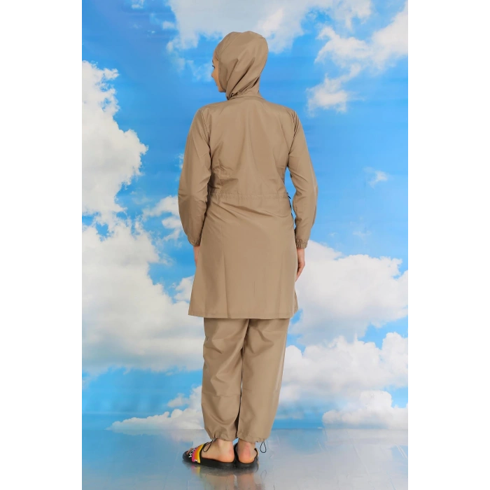 Moda Çizgi Kadın Tam Tesettür Mayo Bej 31061