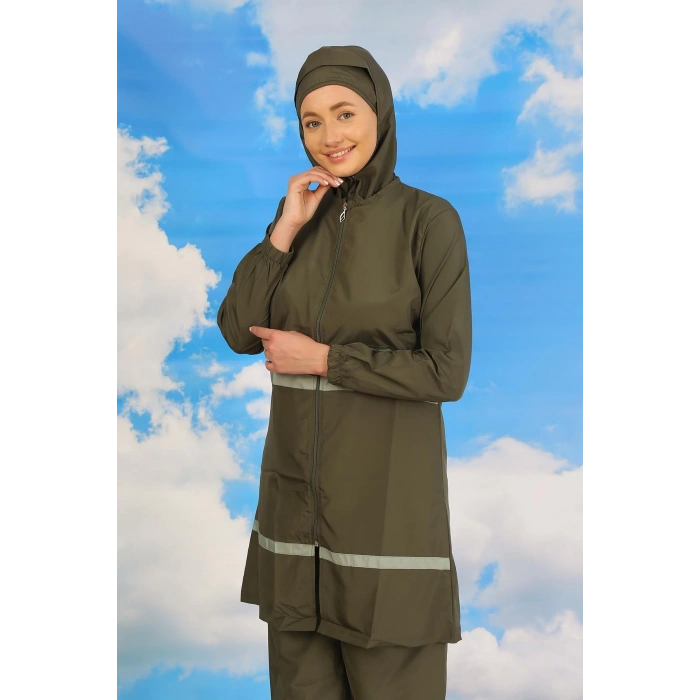 Moda Çizgi Kadın Tam Tesettür Mayo Haki 31061