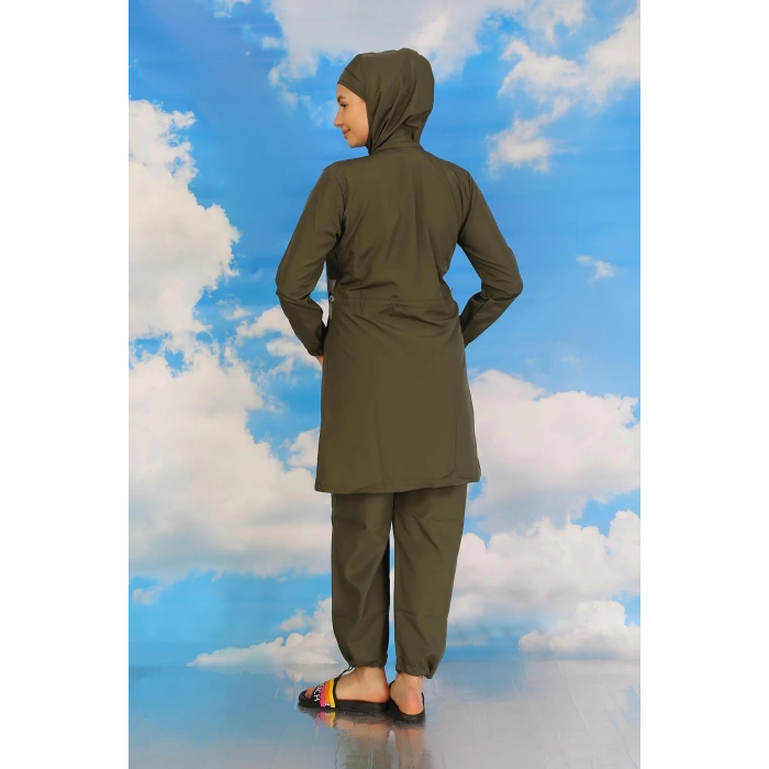 Moda Çizgi Kadın Tam Tesettür Mayo Haki 31061