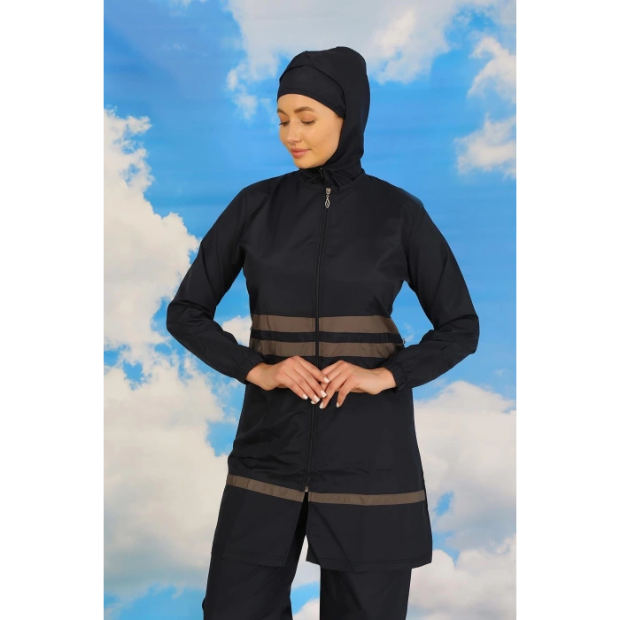 Moda Çizgi Kadın Tam Tesettür Mayo Lacivert 31061