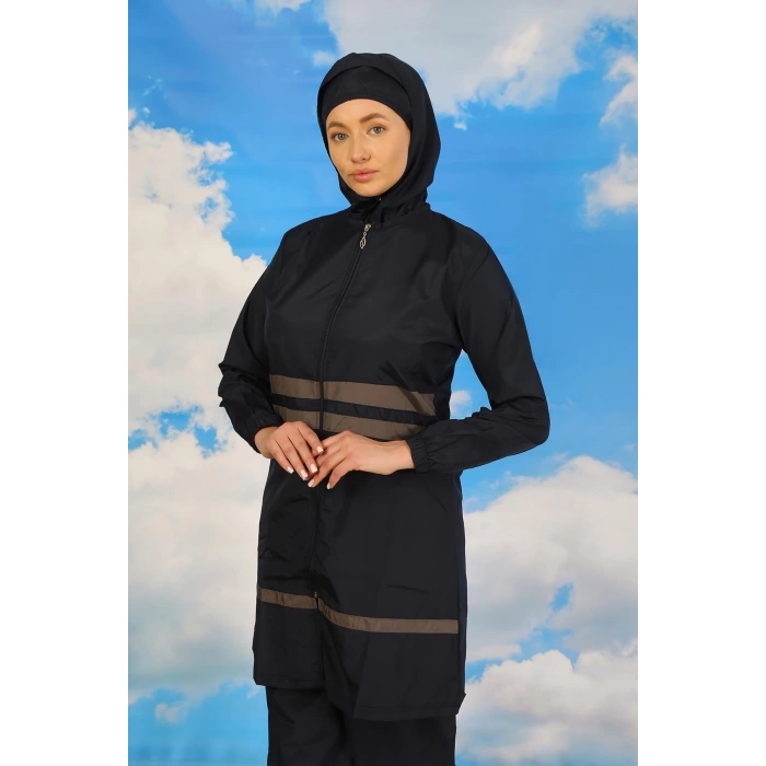 Moda Çizgi Kadın Tam Tesettür Mayo Lacivert 31061