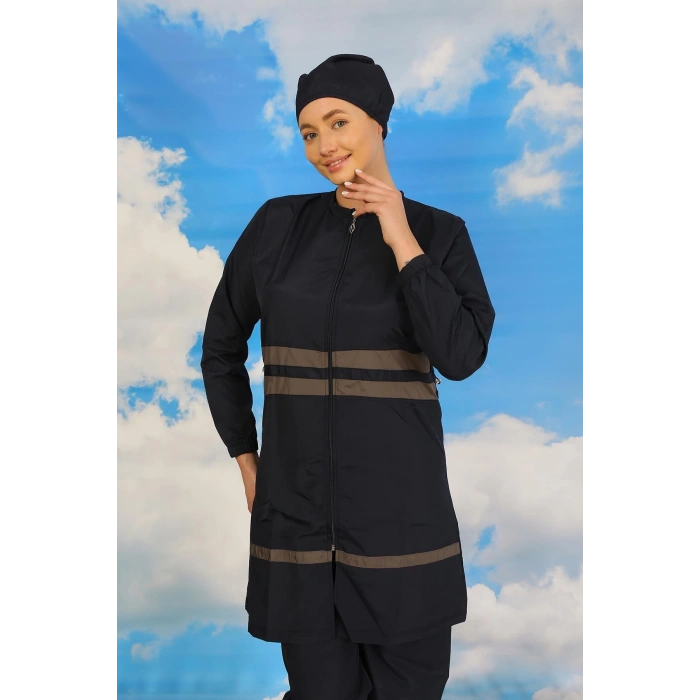 Moda Çizgi Kadın Tam Tesettür Mayo Lacivert 31061