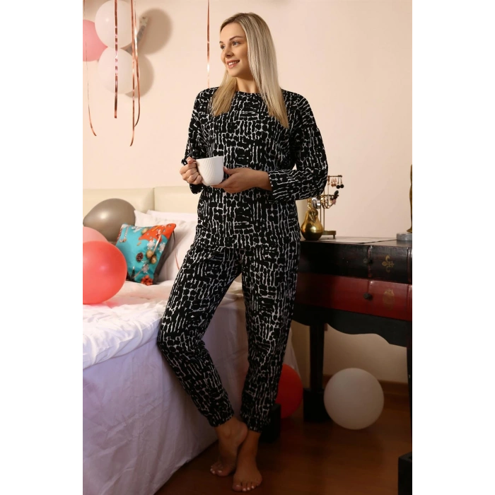 Moda Çizgi Kadın Uzun Kol 3 İplik Penye Pijama Takım 4180
