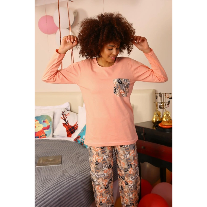 Moda Çizgi Kadın Uzun Kol Penye Pijama Takım 4196