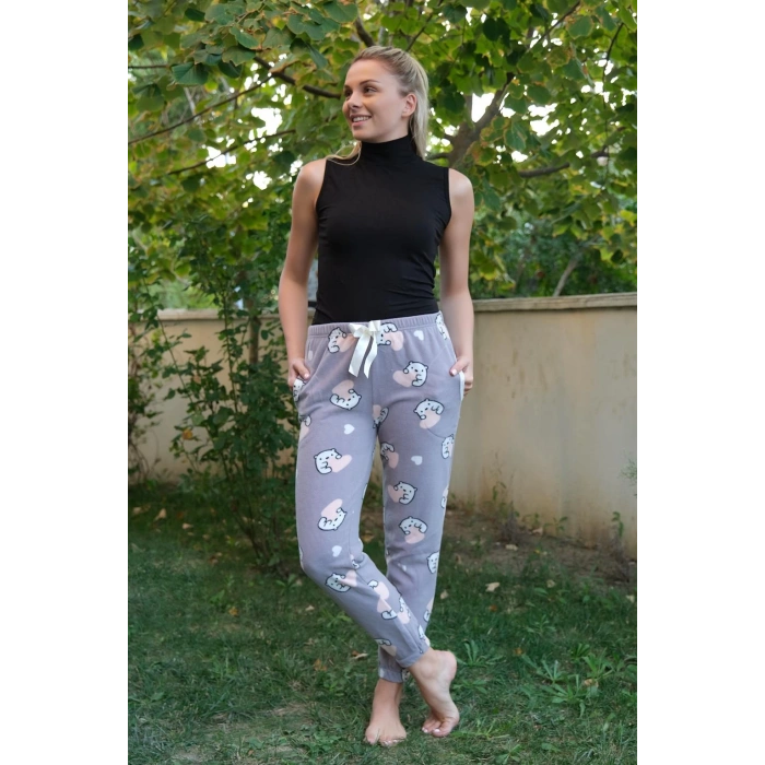 Moda Çizgi Kadın Welsoft Polar Tek Alt Pijama 210053