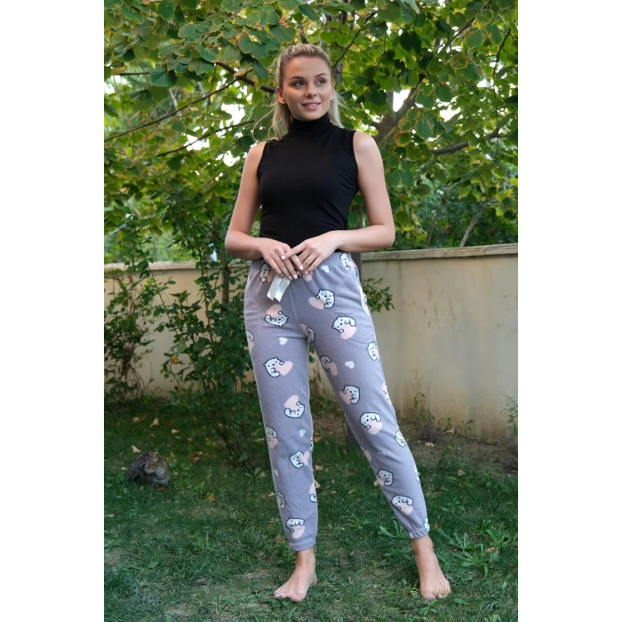 Moda Çizgi Kadın Welsoft Polar Tek Alt Pijama 210053