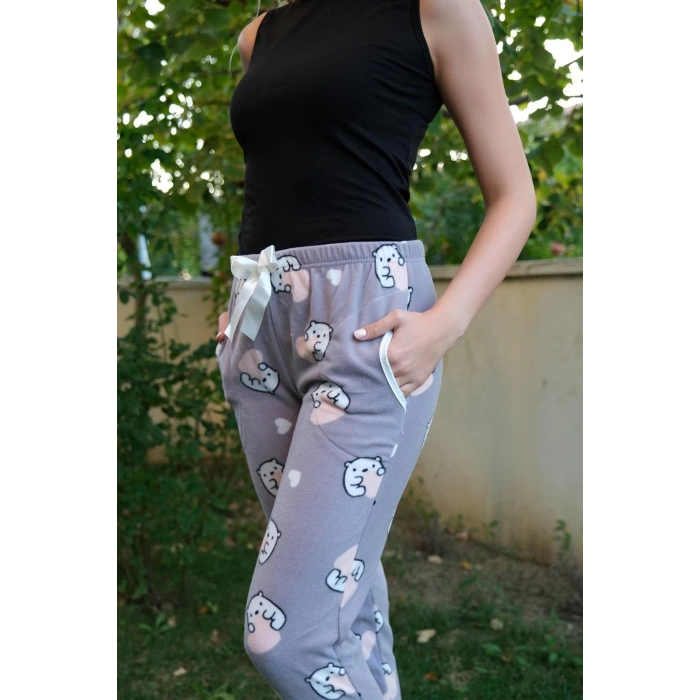 Moda Çizgi Kadın Welsoft Polar Tek Alt Pijama 210053