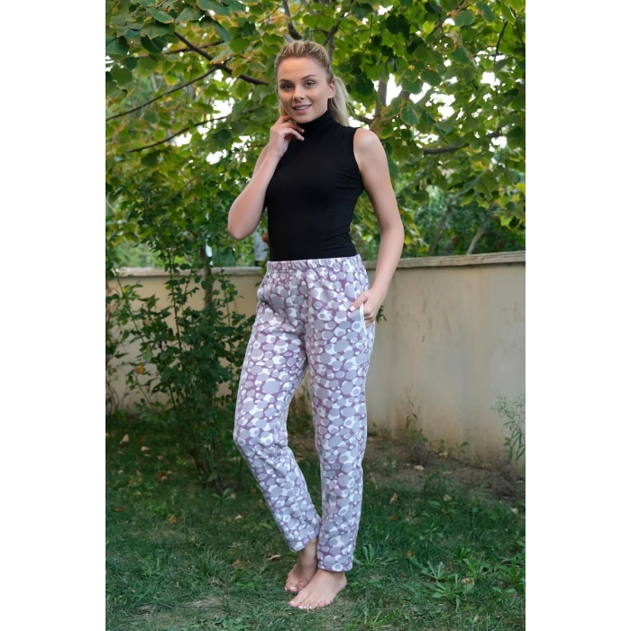 Moda Çizgi Kadın Welsoft Polar Tek Alt Pijama 210055