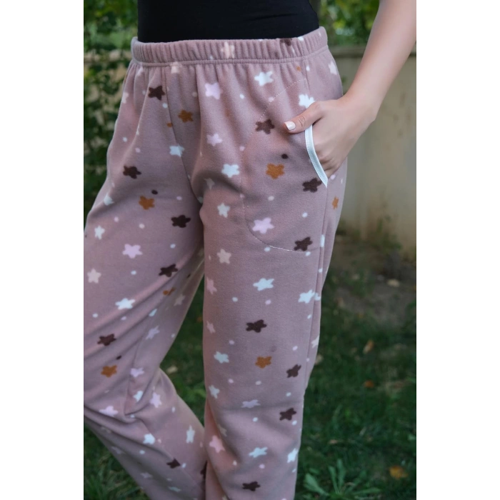 Moda Çizgi Kadın Welsoft Polar Tek Alt Pijama 210056