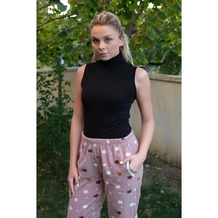 Moda Çizgi Kadın Welsoft Polar Tek Alt Pijama 210056