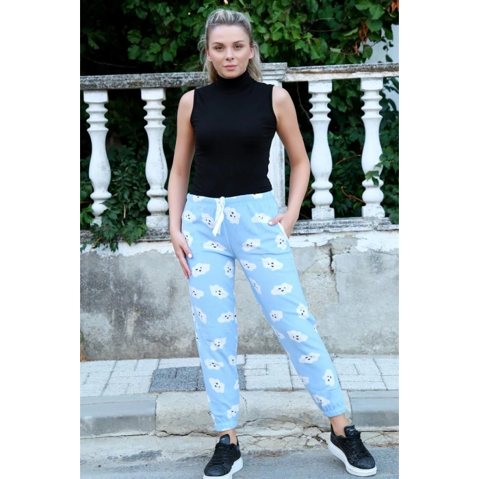 Moda Çizgi Kadın Welsoft Polar Tek Alt Pijama 210059