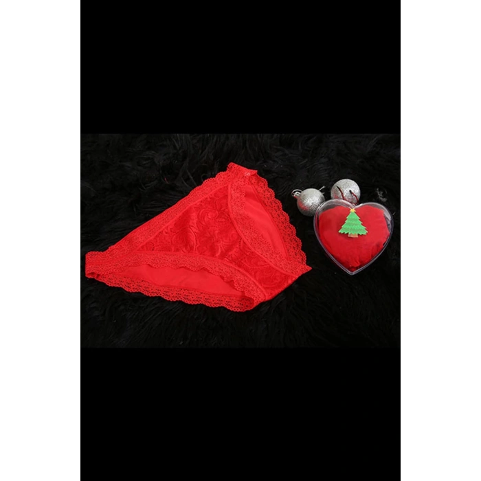 Moda Çizgi Kadın Yılbaşı Kırmızı Slip