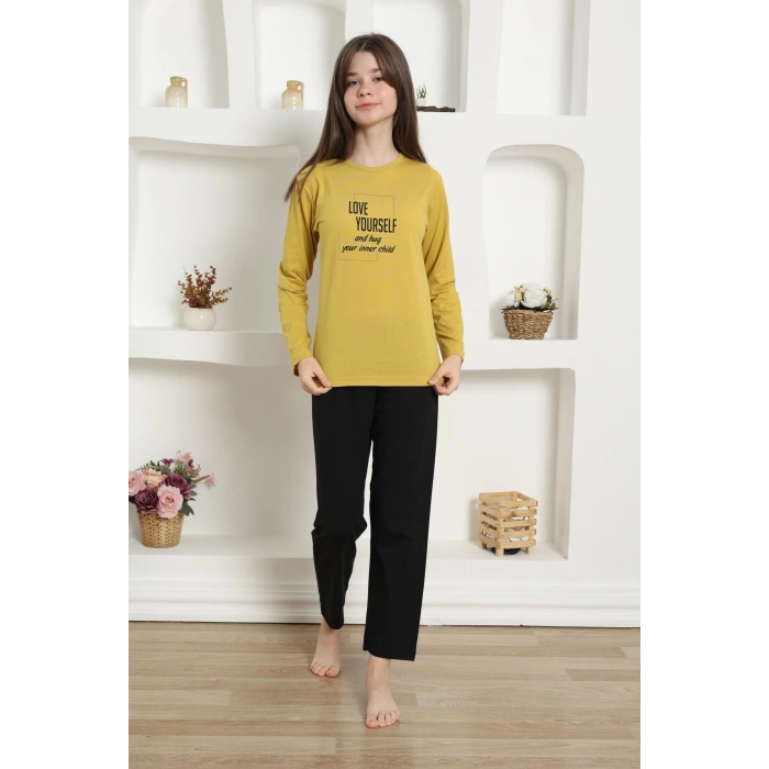 Moda Çizgi Kız Çocuk Penye Pijama Takım 20420