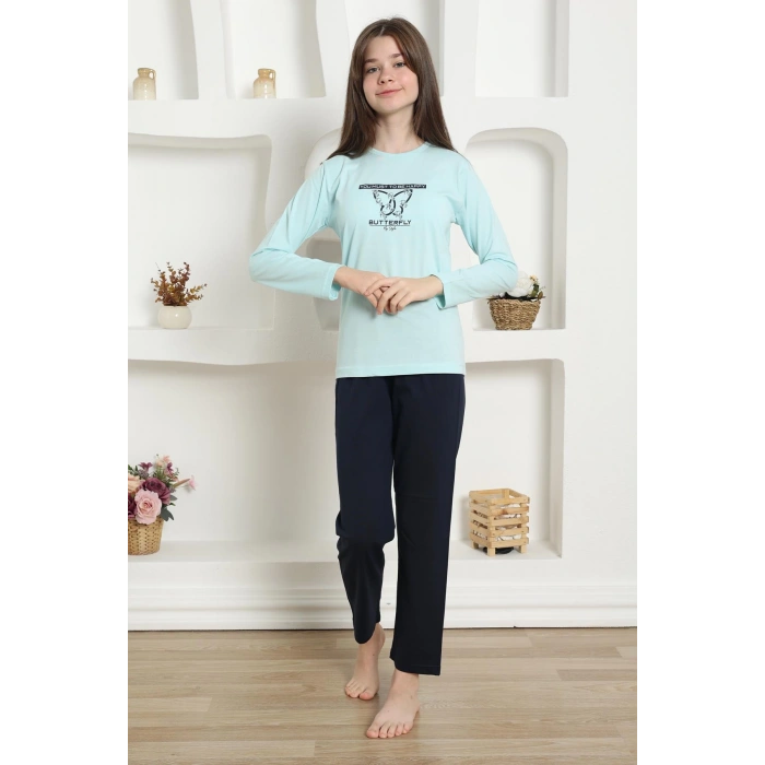 Moda Çizgi Kız Çocuk Penye Pijama Takım 20421