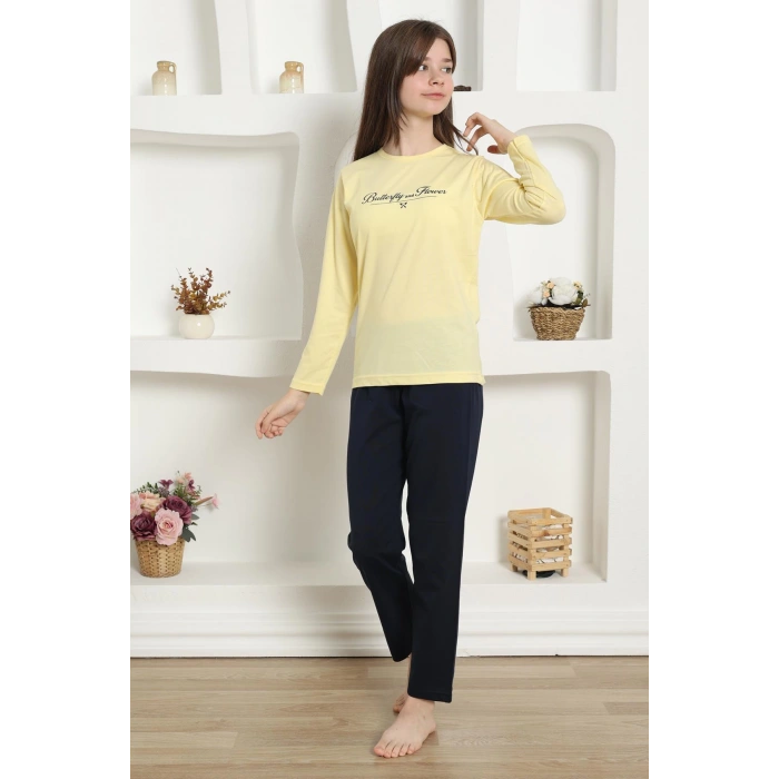 Moda Çizgi Kız Çocuk Penye Pijama Takım 20422