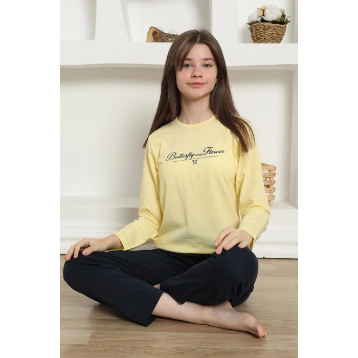 Moda Çizgi Kız Çocuk Penye Pijama Takım 20422