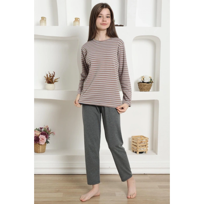 Moda Çizgi Kız Çocuk Penye Pijama Takım 20424